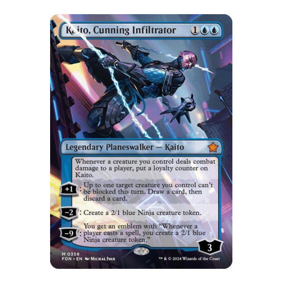 Kaito, Cunning Infiltrator (Borderless) (FDN) #358 Mythic Rare (Foil Near Mint) Foundations Magic: The Gathering: 2024
