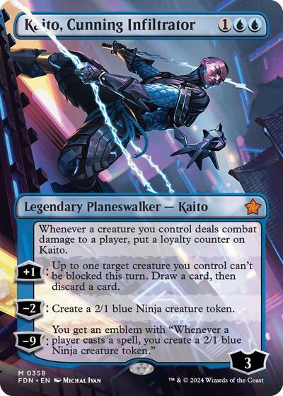 Kaito Cunning Infiltrator Borderless (FDN) #358 Mythic Rare Foundations Magic: The Gathering: 2024
