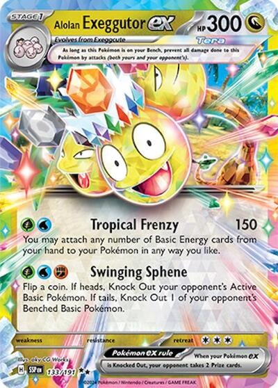 Alolan Exeggutor ex - 133/191 (SSP) #133/191 Double Rare (Holofoil Near Mint) SV08: Surging Sparks Pokemon: 2024