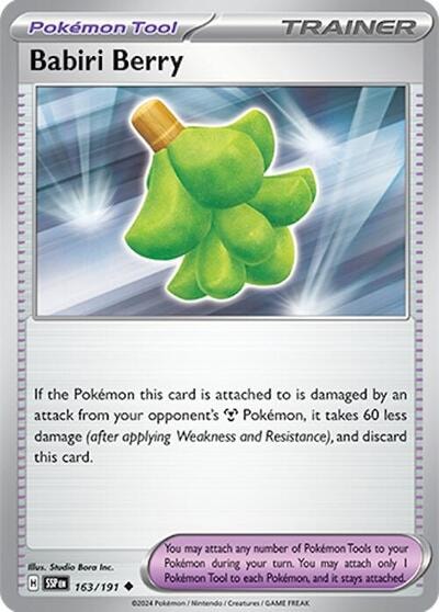 Babiri Berry (SSP) #163/191 Uncommon (Moderately Played) SV08: Surging Sparks Pokemon: 2024