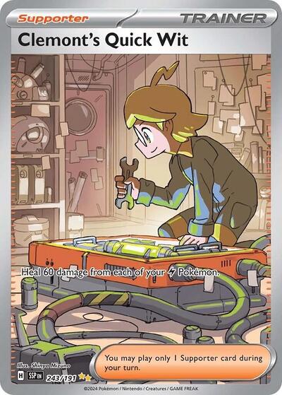 Clemonts Quick Wit 243 191 (SSP) #243/191 Special Illustration Rare (Holofoil Near Mint) SV08: Surging Sparks Pokemon: 2024