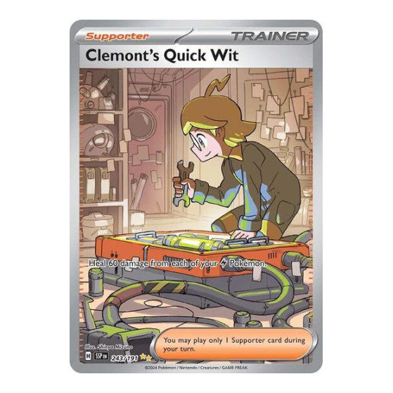 Clemont's Quick Wit - 243/191 (SSP) #243/191 Special Illustration Rare (Holofoil Near Mint) SV08: Surging Sparks Pokemon: 2024