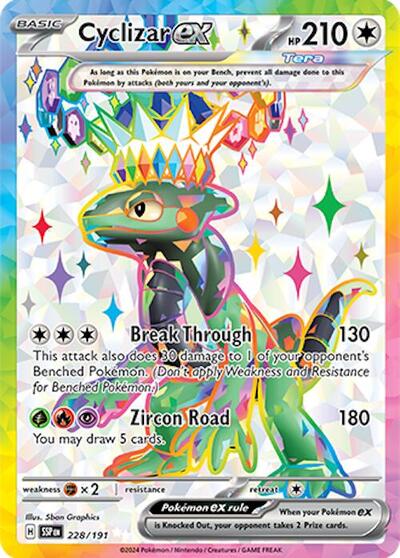 Cyclizar ex 228 191 (SSP) #228/191 Ultra Rare (Holofoil Near Mint) SV08: Surging Sparks Pokemon: 2024
