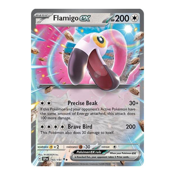 Flamigo ex (SSP) #160/191 Double Rare (Holofoil Near Mint) SV08: Surging Sparks Pokemon: 2024