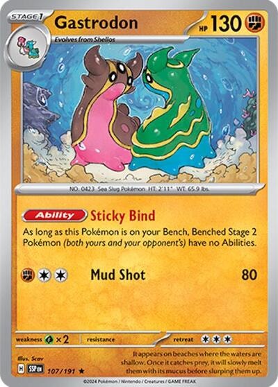 Gastrodon (SSP) #107/191 Rare (Holofoil Lightly Played) SV08: Surging Sparks Pokemon: 2024