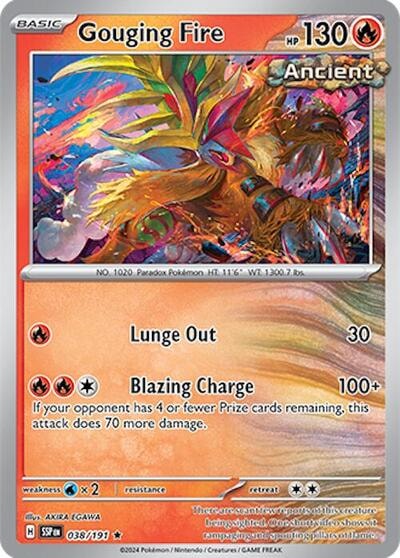 Gouging Fire (SSP) #038/191 Rare (Reverse Holofoil Near Mint) SV08: Surging Sparks Pokemon: 2024