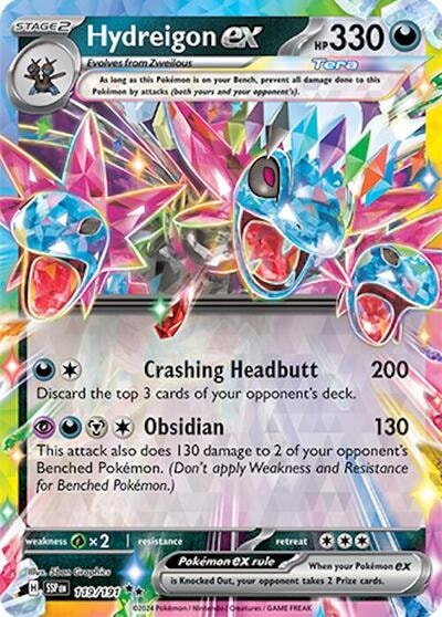 Hydreigon ex - 119/191 (SSP) #119/191 Double Rare (Holofoil Near Mint) SV08: Surging Sparks Pokemon: 2024