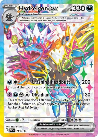Hydreigon ex 223 191 (SSP) #223/191 Ultra Rare (Holofoil Near Mint) SV08: Surging Sparks Pokemon: 2024