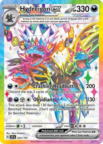 Hydreigon ex 223 191 (SSP) #223/191 Ultra Rare (Holofoil Near Mint) SV08: Surging Sparks Pokemon: 2024