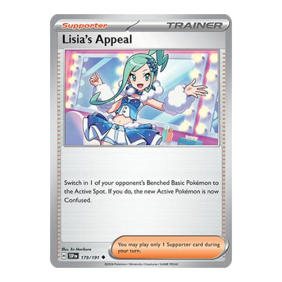 Lisia's Appeal - 179/191 (SSP) #179/191 Uncommon (Moderately Played) SV08: Surging Sparks Pokemon: 2024