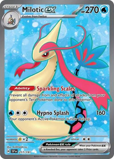Milotic ex 217 191 (SSP) #217/191 Ultra Rare (Holofoil Near Mint) SV08: Surging Sparks Pokemon: 2024