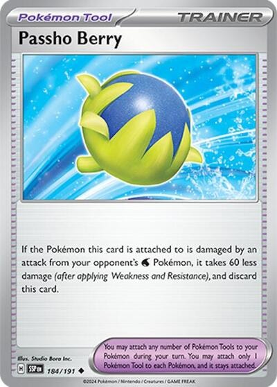 Passho Berry (SSP) #184/191 Uncommon (Moderately Played) SV08: Surging Sparks Pokemon: 2024