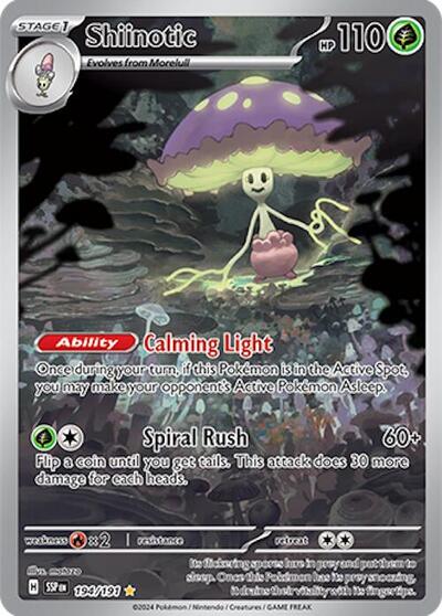 Shiinotic 194 191 (SSP) #194/191 Illustration Rare (Holofoil Near Mint) SV08: Surging Sparks Pokemon: 2024
