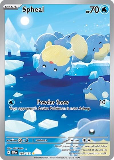 Spheal 199 191 (SSP) #199/191 Illustration Rare (Holofoil Near Mint) SV08: Surging Sparks Pokemon: 2024