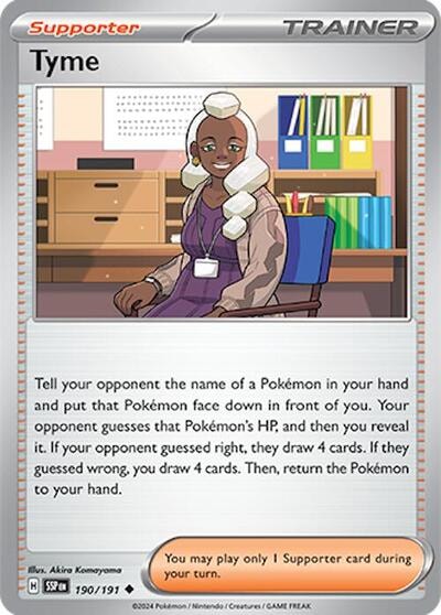 Tyme (SSP) #190/191 Uncommon (Moderately Played) SV08: Surging Sparks Pokemon: 2024