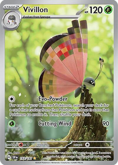 Vivillon 193 191 (SSP) #193/191 Illustration Rare (Holofoil Near Mint) SV08: Surging Sparks Pokemon: 2024