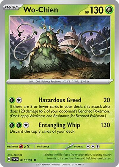 Wo Chien (SSP) #015/191 Uncommon (Reverse Holofoil Near Mint) SV08: Surging Sparks Pokemon: 2024