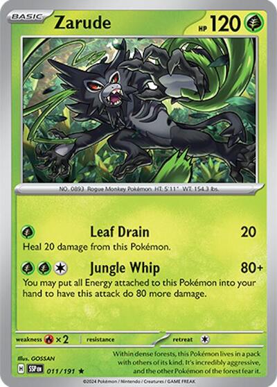 Zarude (SSP) #011/191 Rare (Holofoil Near Mint) SV08: Surging Sparks Pokemon: 2024