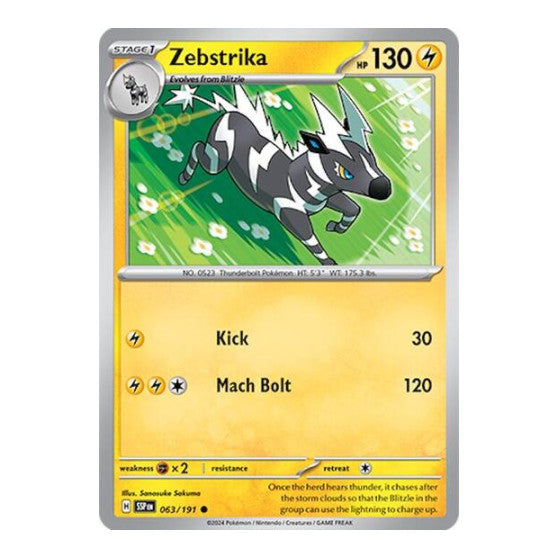 Zebstrika (SSP) #063/191 Common (Near Mint) SV08: Surging Sparks Pokemon: 2024