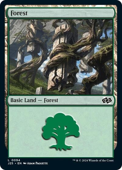 Forest 0094 (J25) #94 Land (Lightly Played) Foundations Jumpstart Magic: The Gathering: 2024