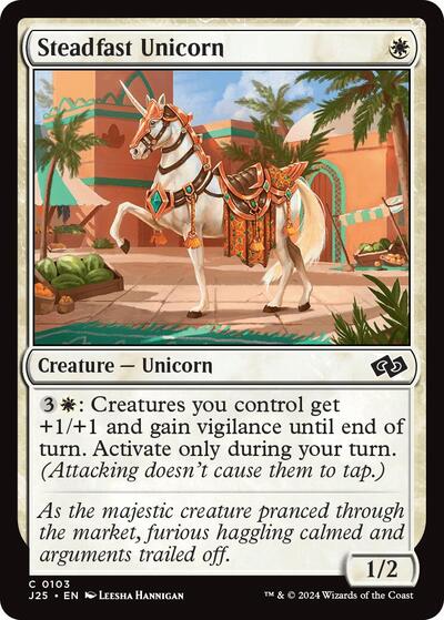 Steadfast Unicorn (J25) #103 Common (Near Mint) Foundations Jumpstart Magic: The Gathering: 2024