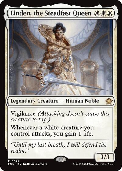 Linden the Steadfast Queen 0577 (FDN) #577 Rare (Lightly Played) Foundations Magic: 2024
