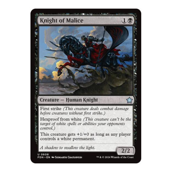 Knight of Malice (FDN) #608 Uncommon (Lightly Played) Foundations Magic: The Gathering: 2024