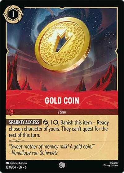Gold Coin (6) #133/204 Common (Near Mint) Azurite Sea Disney Lorcana: 2024
