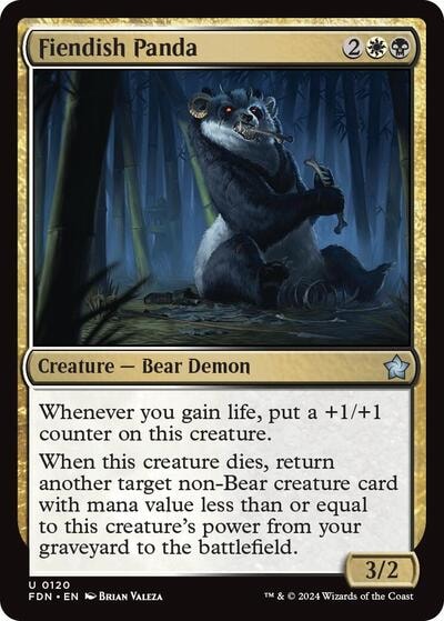 Fiendish Panda (FDN) #120 Uncommon (Lightly Played) Foundations Magic: The Gathering: 2024