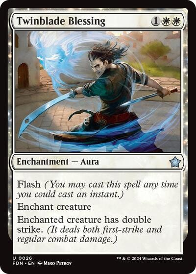 Twinblade Blessing (FDN) #26 Uncommon (Lightly Played) Foundations Magic: The Gathering: 2024
