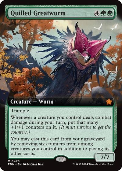 Quilled Greatwurm Extended Art (FDN) #473 Mythic Rare (Foil Near Mint) Foundations Magic: The Gathering: 2024