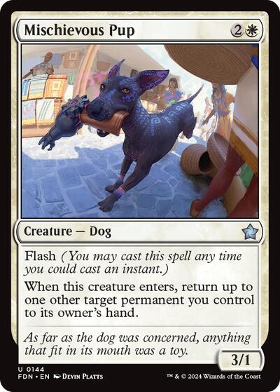 Mischievous Pup (FDN) #144 Uncommon (Lightly Played) Foundations Magic: 2024
