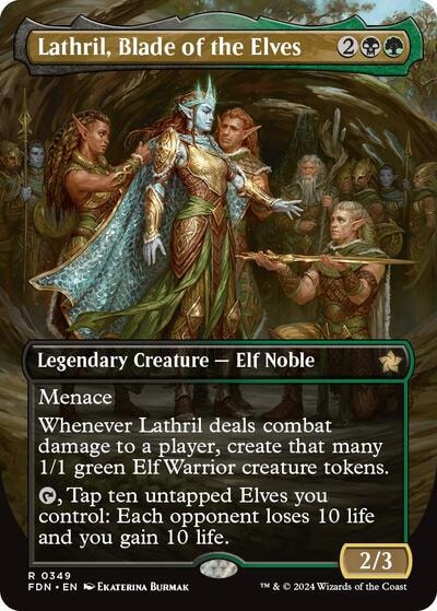 Lathril Blade of the Elves Borderless (FDN) #349 Rare (Lightly Played) Foundations Magic: The Gathering: 2024
