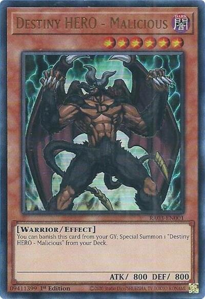 Destiny HERO Malicious UR (RA03) #RA03-EN001 Ultra Rare (1st Edition Near Mint) Quarter Century Bonanza YuGiOh: 2024