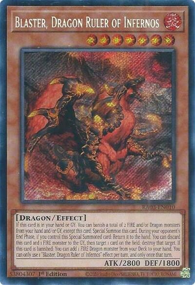 Blaster Dragon Ruler of Infernos Secret Rare (RA03) #RA03-EN010 Secret Rare (1st Edition Near Mint) Quarter Century Bonanza YuGiOh: 2024
