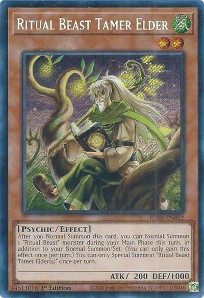 Ritual Beast Tamer Elder Secret Rare (RA03) #RA03-EN012 Secret Rare (1st Edition Near Mint) Quarter Century Bonanza YuGiOh: 2024