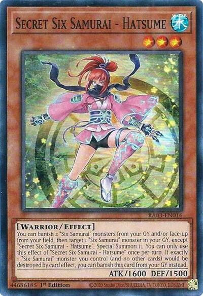 Secret Six Samurai Hatsume (RA03) #RA03-EN016 Super Rare (1st Edition Near Mint) Quarter Century Bonanza YuGiOh: 2024