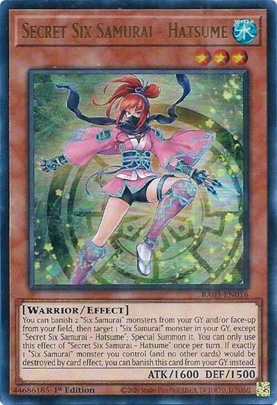 Secret Six Samurai Hatsume UR (RA03) #RA03-EN016 Ultra Rare (1st Edition Near Mint) Quarter Century Bonanza YuGiOh: 2024