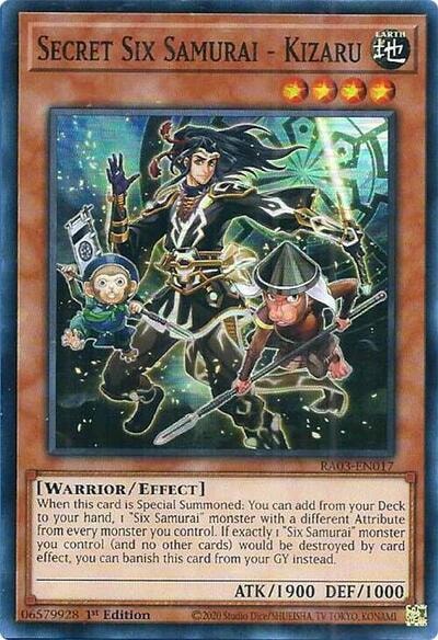 Secret Six Samurai Kizaru (RA03) #RA03-EN017 Super Rare (1st Edition Near Mint) Quarter Century Bonanza YuGiOh: 2024