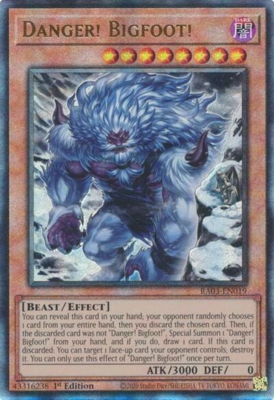 Danger Bigfoot Alternate Art PUR (RA03) #RA03-EN019 Prismatic Ultimate Rare (1st Edition Near Mint) Quarter Century Bonanza YuGiOh: 2024