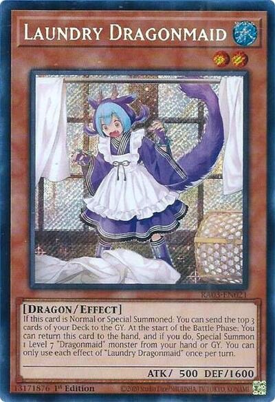 Laundry Dragonmaid Secret Rare (RA03) #RA03-EN021 Secret Rare (1st Edition Near Mint) Quarter Century Bonanza YuGiOh: 2024