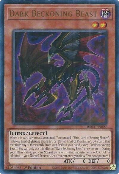 Dark Beckoning Beast UR (RA03) #RA03-EN027 Ultra Rare (1st Edition Near Mint) Quarter Century Bonanza YuGiOh: 2024