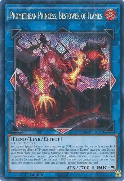 Promethean Princess Bestower of Flames Secret Rare (RA03) #RA03-EN050 Secret Rare (1st Edition Near Mint) Quarter Century Bonanza YuGiOh: 2024