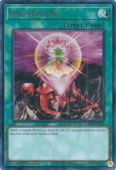 One for One UR (RA03) #RA03-EN056 Ultra Rare (1st Edition Near Mint) Quarter Century Bonanza YuGiOh: 2024