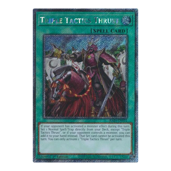 Triple Tactics Thrust (Platinum Secret Rare) (RA03) #RA03-EN072 Platinum Secret Rare (1st Edition Near Mint) Quarter Century Bonanza YuGiOh: 2024