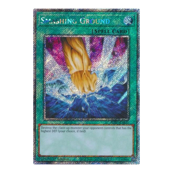 Smashing Ground (Platinum Secret Rare) (RA03) #RA03-EN135 Platinum Secret Rare (1st Edition Near Mint) Quarter Century Bonanza YuGiOh: 2024