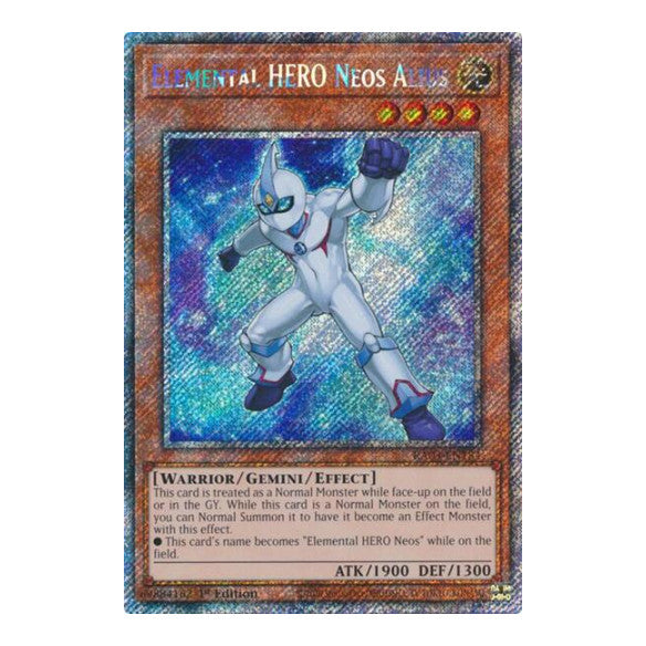 Elemental HERO Neos Alius (Platinum Secret Rare) (RA03) #RA03-EN184 Platinum Secret Rare (1st Edition Near Mint) Quarter Century Bonanza YuGiOh: 2024