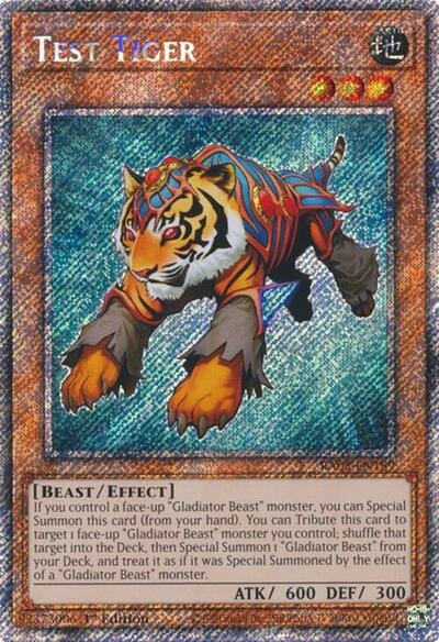 Test Tiger (Platinum Secret Rare) (RA03) #RA03-EN189 Platinum Secret Rare (1st Edition Near Mint) Quarter Century Bonanza YuGiOh: 2024