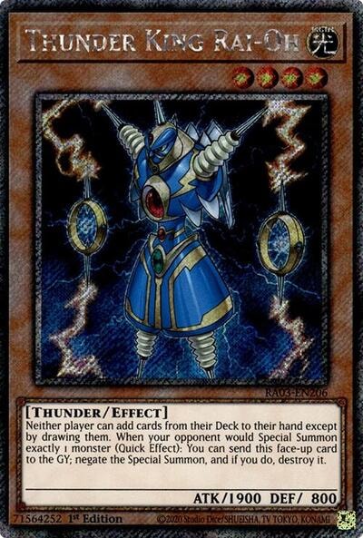 Thunder King Rai Oh Platinum Secret Rare (RA03) #RA03-EN206 Platinum Secret Rare (1st Edition Near Mint) Quarter Century Bonanza YuGiOh: 2024