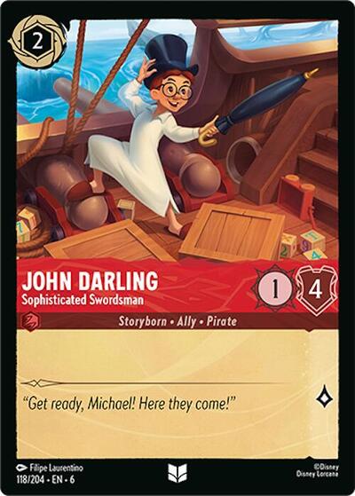 John Darling Sophisticated Swordsman (6) #118/204 Uncommon (Near Mint) Azurite Sea Disney Lorcana: 2024